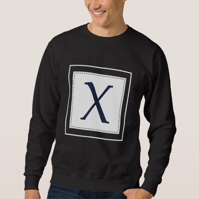 Sweatshirt Monogram Letter X Alphabet X Initial Navy Blue (Devant)