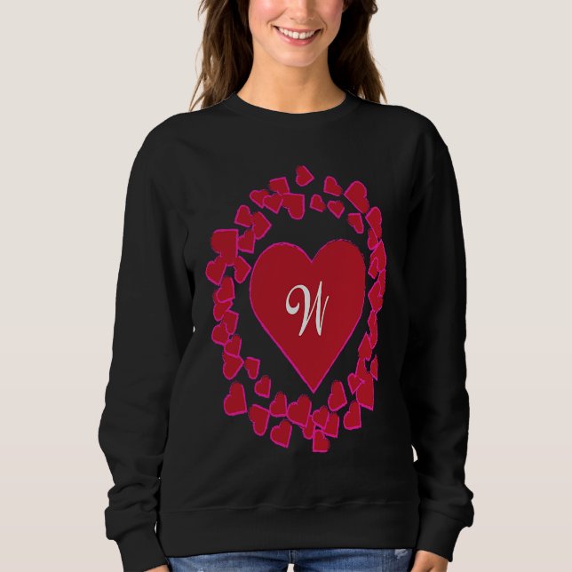 Sweatshirt Monogram W  Heart Wreath Shape (Devant)