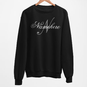 Sweatshirt Monogramme de nom noir et blanc personnalisé uniqu