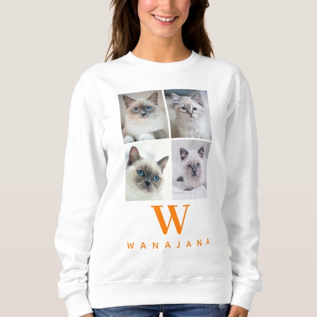 Sweatshirt Monogramme photo pour animaux de collège | Amoureu (Devant)