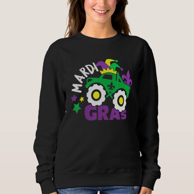 Sweatshirt Monster Truck Mardi Gras Jester Hat Funny Carnival (Devant)