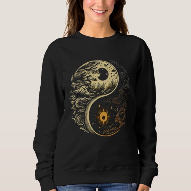 Sweatshirt Moon Sun Yin Yang Day and Night (Devant)