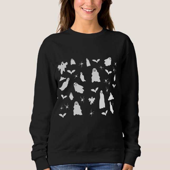 Sweatshirt Motif d'Halloween, chauves-souris et araignées (Devant)