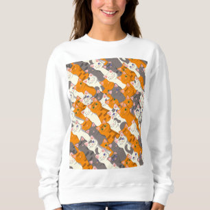 Sweatshirt Motif en diagonale du chat noir blanc gingembre