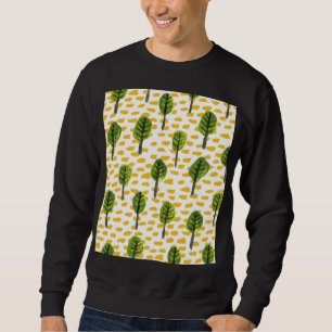 Sweatshirt Motif Naïve Green Black Tree