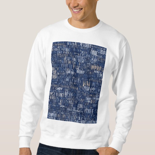 Sweatshirt Mots illisibles mélangés bleu marine (Devant)