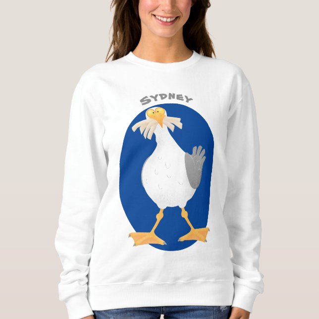 Sweatshirt Mouette drôle avec frites dessin animé (Devant)
