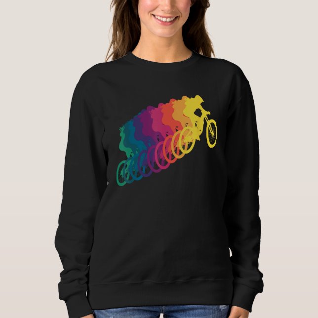 Sweatshirt Mountain Biking Women Rainbow MTB (Devant)
