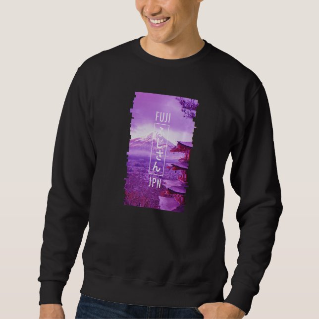 Sweatshirt Mt Fuji Vaporwave Aesthetic Japanese Kanji Otaku J (Devant)