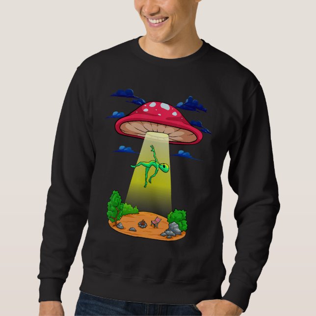 Sweatshirt Mushroom Alien Abduction Psychedelic  Space UFO Fu (Devant)