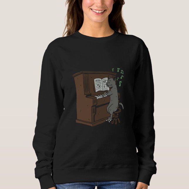 Sweatshirt music cat pianist instrument notes (Devant)