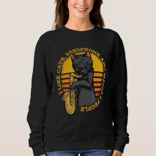 Sweatshirt Musical Cat Joue Saxophones