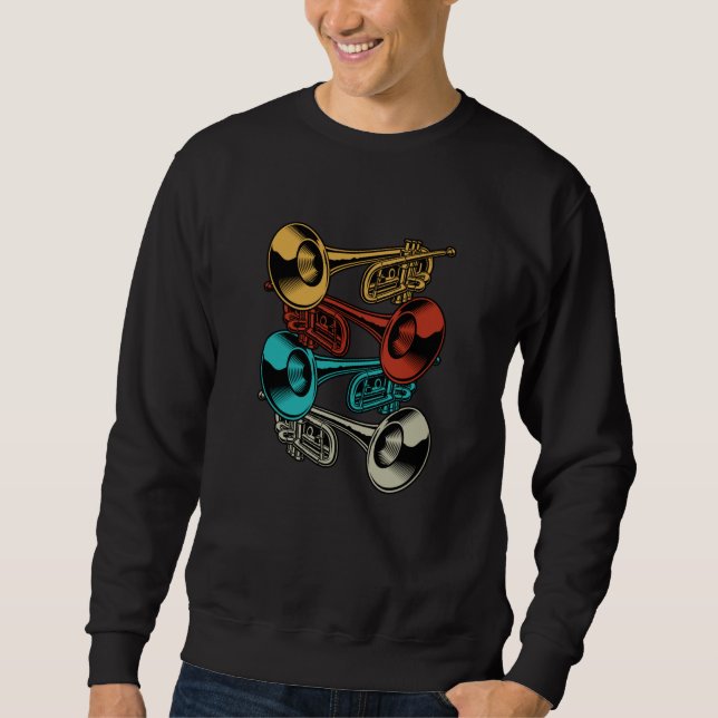 Sweatshirt Musiciens de la Trumpet Retro Instrument Band (Devant)