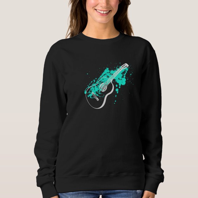 Sweatshirt Musique cool Guitare Acoustique Peinture Art (Devant)