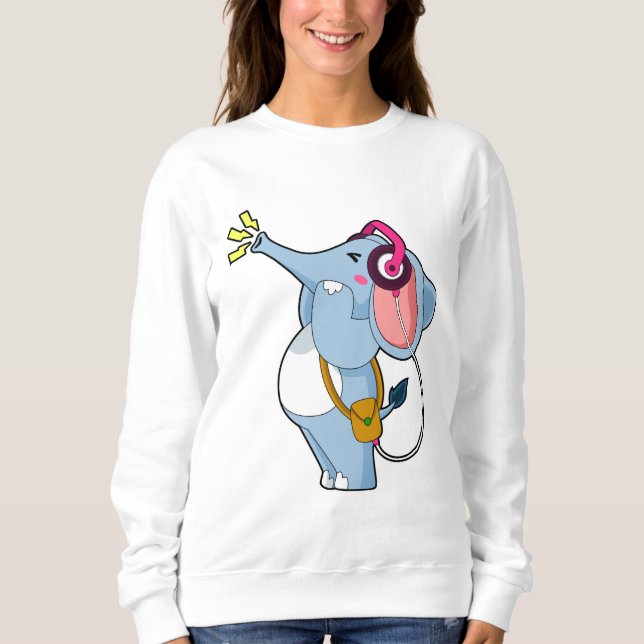 Sweatshirt Musique d'écouteur éléphant (Devant)