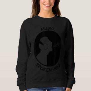 Sweatshirt Musique Parlée Ici Vinyl Record Singer Noir