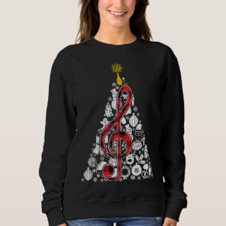 Sweatshirt Musique Rouge Plaid Arbre de Noël Ornament Décor N