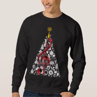 Sweatshirt Musique Rouge Plaid Arbre de Noël Ornament Décor N