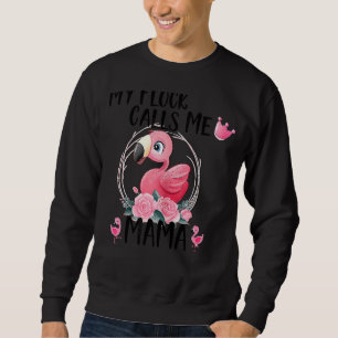 Sweatshirt My Flock Call Me Mama Flamant rose Amour Fête des