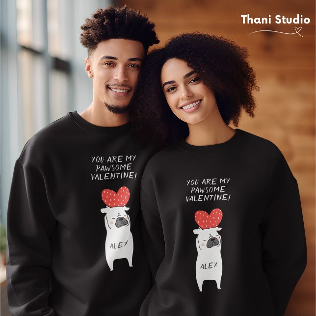 Sweatshirt My Pawsome Valentine mignonne Carlin & Coeur Rouge (Créateur téléchargé)