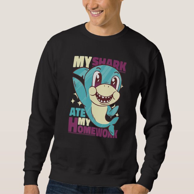 Sweatshirt My Shark ate my Homework for Students (Devant)