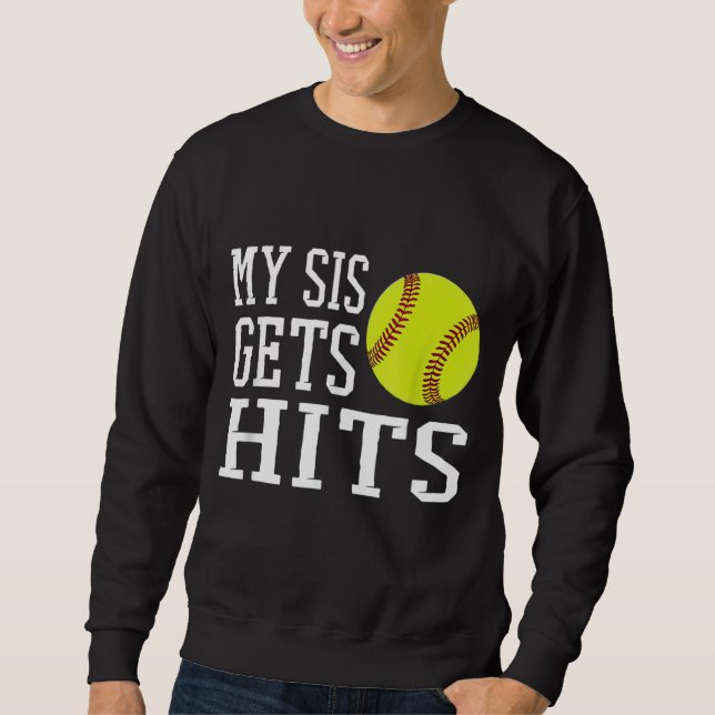 Sweatshirt My Sis reçoit des coups Softball Frère Soeur Softb (Devant)