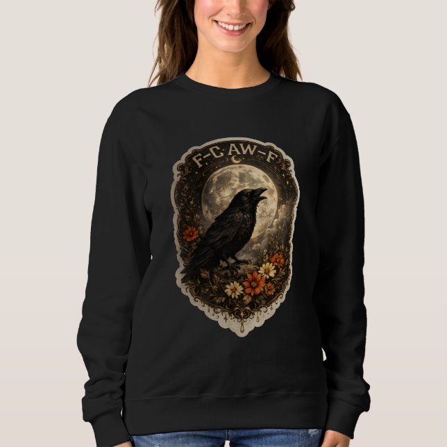 Sweatshirt Mystic Raven Under Moon Dark Celestial Aesthetic (Devant)