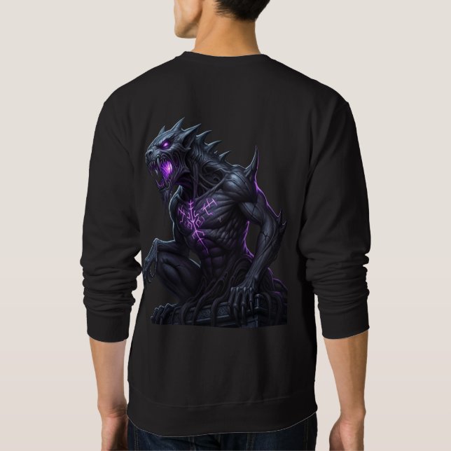 Sweatshirt Mystic Rune Guardian : Bête Imaginaire foncé longu (Dos)