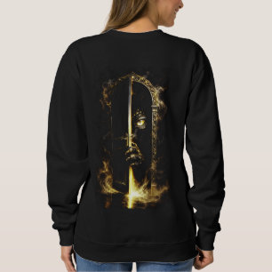 Sweatshirt Mystical Black Cat Behind Golden Door