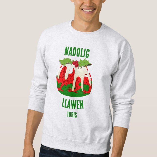 Sweatshirt Nadolig Llawen WALES Welsh Merry Christmas Pudding (Devant)