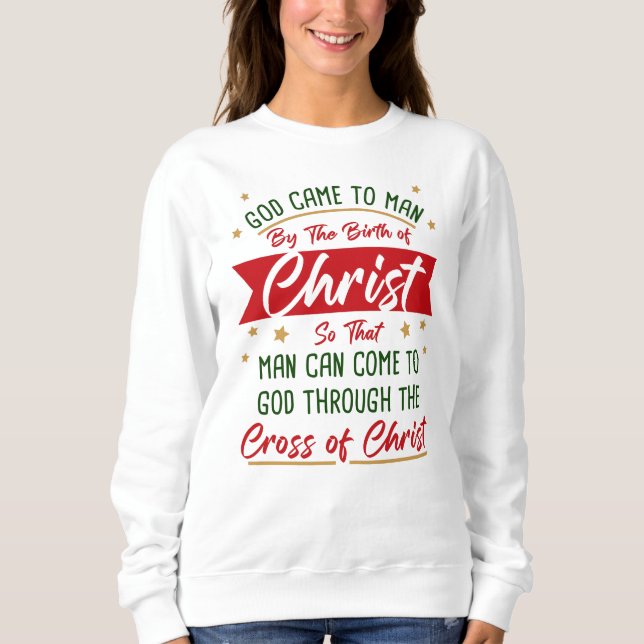 Sweatshirt Naissance et Croix de Jésus Christ Foi de Noël   (Devant)