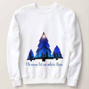 Sweatshirt Nativité de l'arbre de Noël : Oh venez, aimons-le