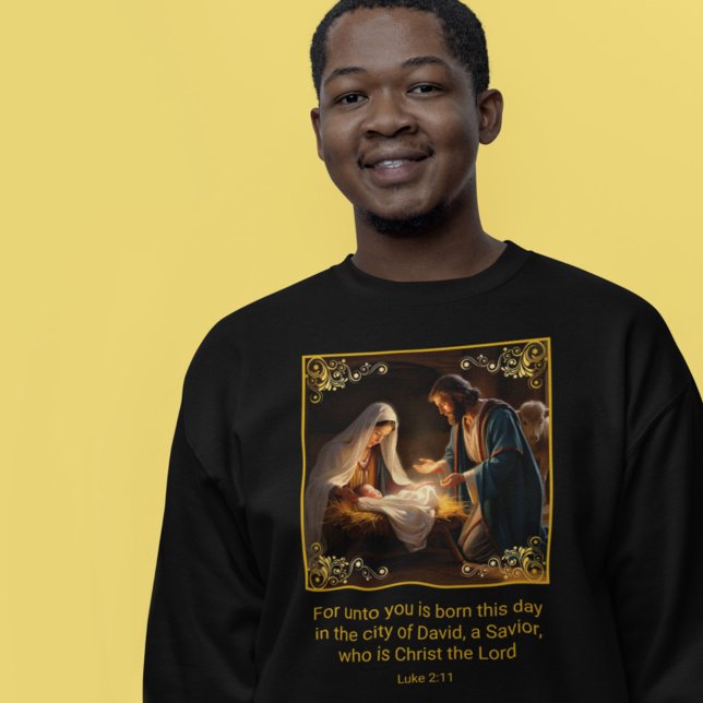 Sweatshirt Nativité de Noël Sainte Famille Religieuse Luc 2:1 (Créateur téléchargé)