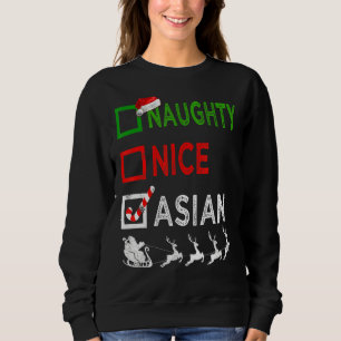 Sweatshirt Naughty Nice asiatique Pyjamas de Noël Santa Hat X
