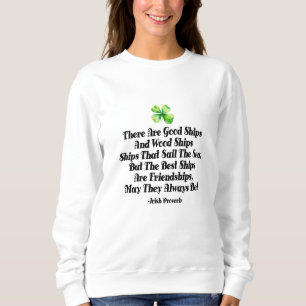 Sweatshirt Navires de l'amitié irlandaise Proverbe Trèfle à q
