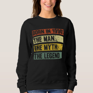 Sweatshirt Né En 1990 Retro Man Myth Légende Anniversaire Vin