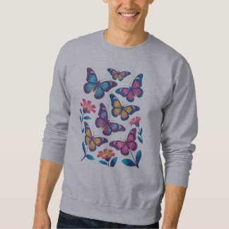 Sweatshirt Neon Flowers with Six Glowing Butterflies