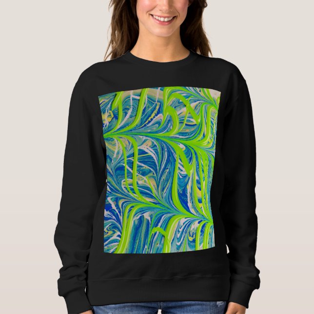 Sweatshirt Neon Vines on Blue Marble (Devant)