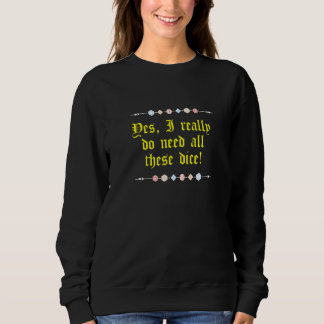 Sweatshirt Nerdy Gaming D20 Rpg Dice Dire Citation Graphique 