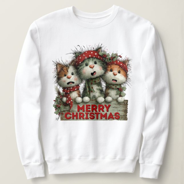 Sweatshirt Nerry Christmas Cats (Design devant)