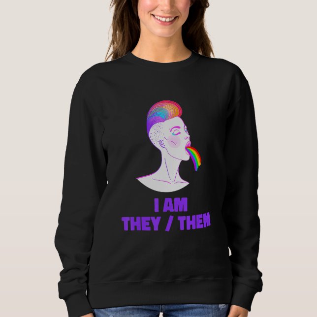 Sweatshirt Neutral Rainbow Pride Genderless - Non Binary Gend (Devant)