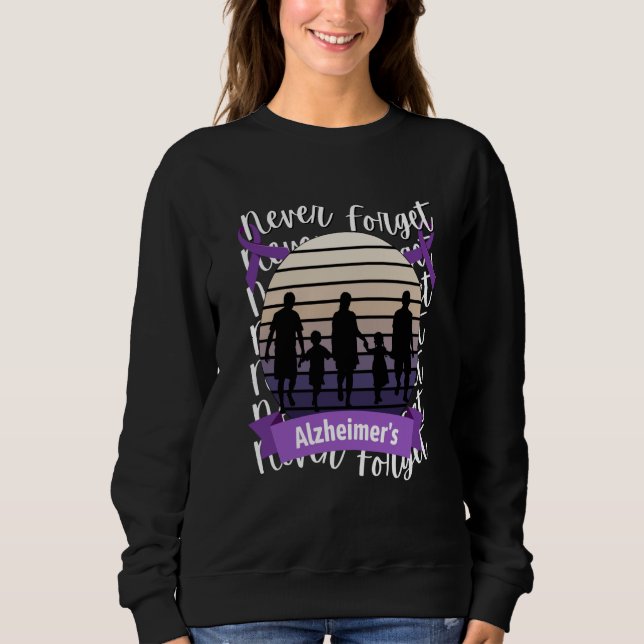 Sweatshirt Never Forget Alzheimer's Awareness Retro Purple Fa (Devant)