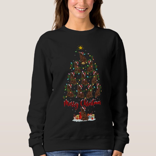 Sweatshirt Newfoundland Dog Christmas Tree Lights Newfoundlan (Devant)