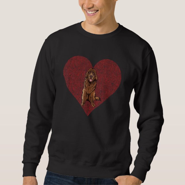 Sweatshirt Newfoundland Valentines Day Dog Love Fingerprint (Devant)