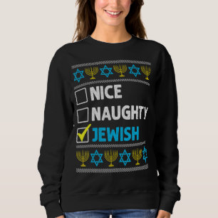Sweatshirt Nice Naughty Jewish Hanoukka Ugly Christmas Chanuk
