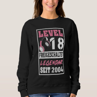 Sweatshirt Niveau 18 Years Gamer Girl Since 2004 Birthday Vid