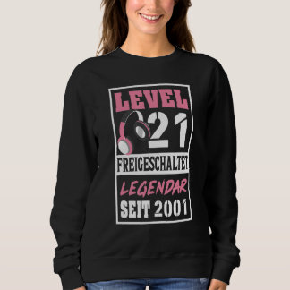 Sweatshirt Niveau 21 ans Gamer Girl depuis 2001 Anniversaire