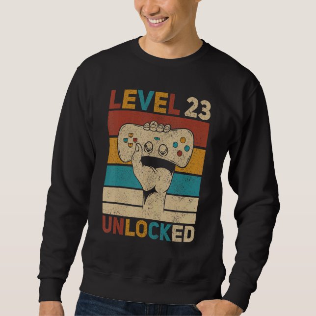 Sweatshirt Niveau 23 Déverrouillé 23e anniversaire Jeu âgé de (Devant)