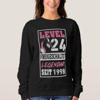 Sweatshirt Niveau 24 ans Gamer Girl Seit 1998 Anniversaire Vi