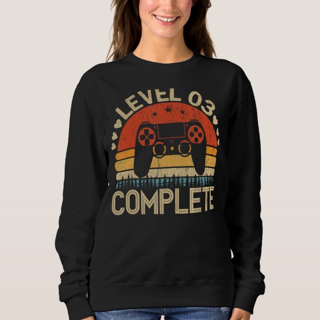 Sweatshirt Niveau 3 Complet Retro Gamer Graphisme 3ème Annive (Devant)